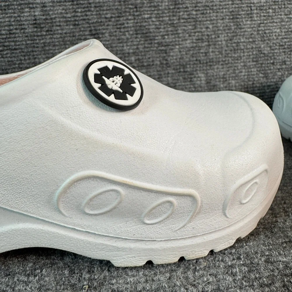 White Nursing Clogs Slip On Professional Work Shoes Medical Caduceus Size 3